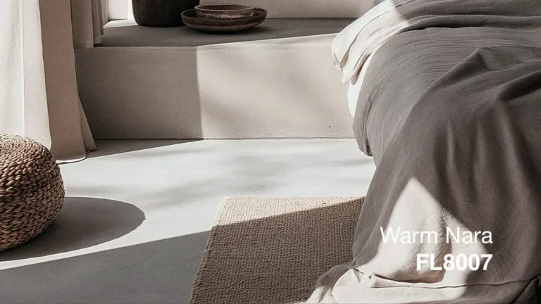 Bed room painted with Flügger Warm Nara FL8007